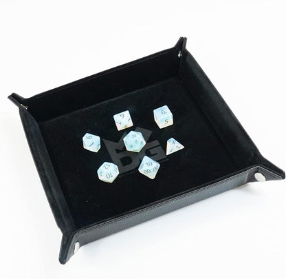 FanRoll Dice Tray: Black Velvet with Leather Back 10x10
