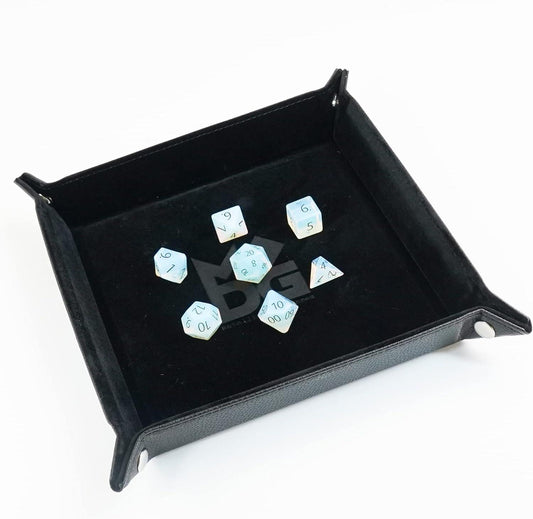 FanRoll Dice Tray: Black Velvet with Leather Back 10x10