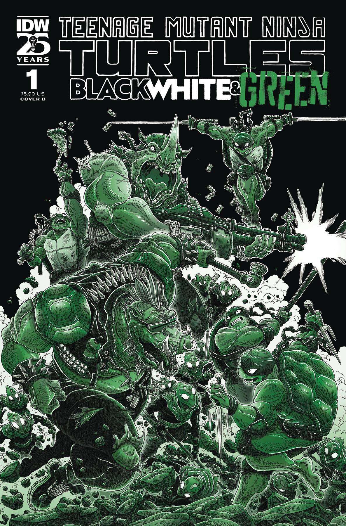 Tmnt Black White & Green #1 Cvr B Stokoe Idw-prh Comic Book
