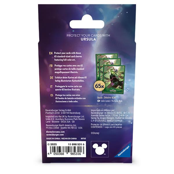 Disney Lorcana Archazia's Island Card Sleeves 65ct Ursula By Ravensburger
