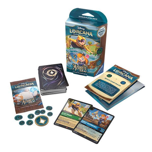 Disney Lorcana Azurite Sea Starter Deck GoGo Tomago and Gadget Hackwrench TCG By Ravensburger