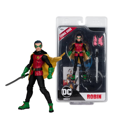 Dc Direct 7in Wv6 Robin Damian Wayne Action Figure W/comic