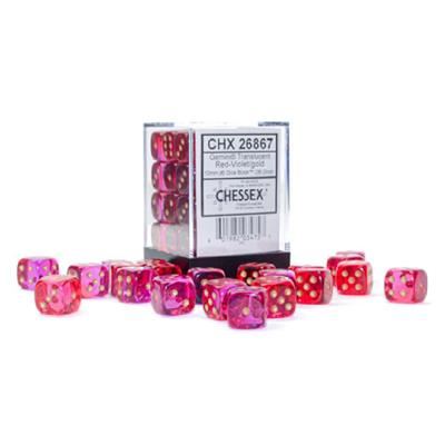 Gemini 12mm d6 Red-Teal/gold Dice Block (36 dice)
