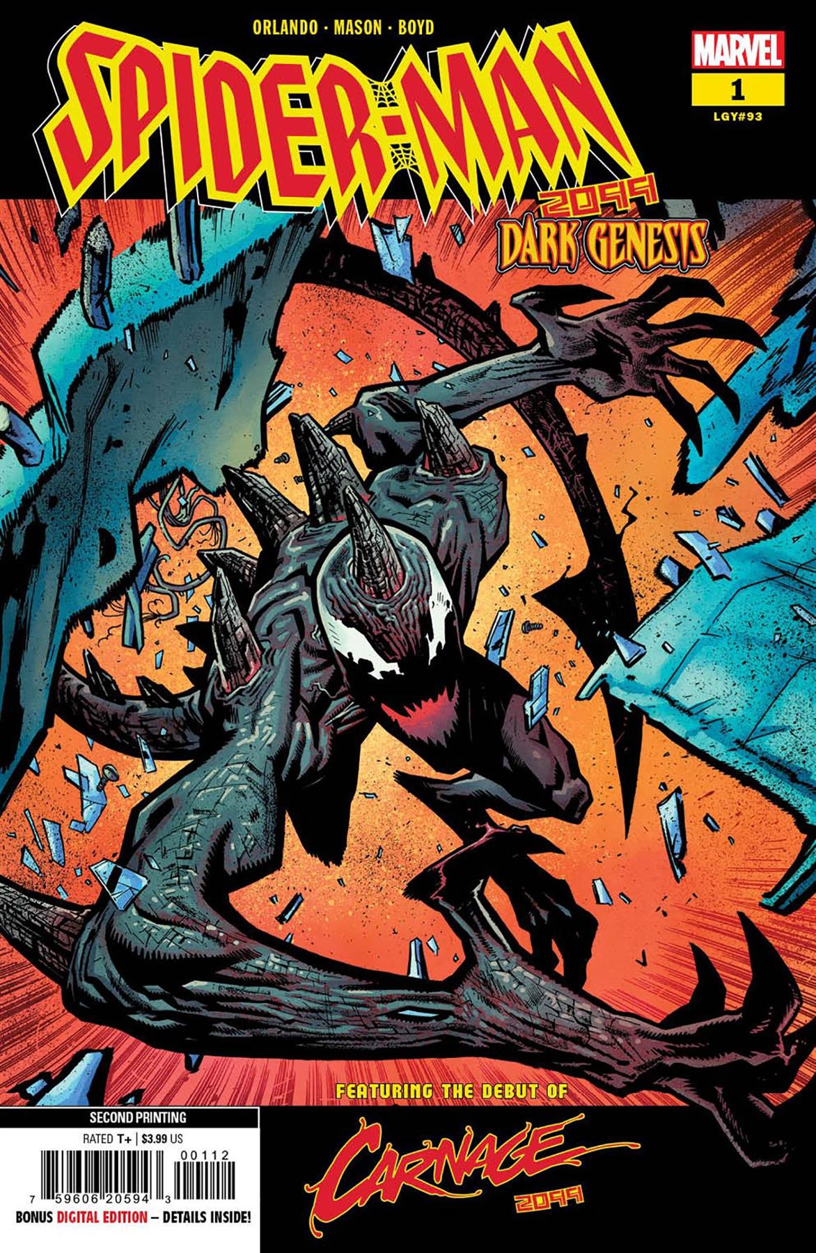 Spider-man 2099 Dark Genesis #1 (of 5) 2nd Ptg Mason Var Marvel Prh Comic Book