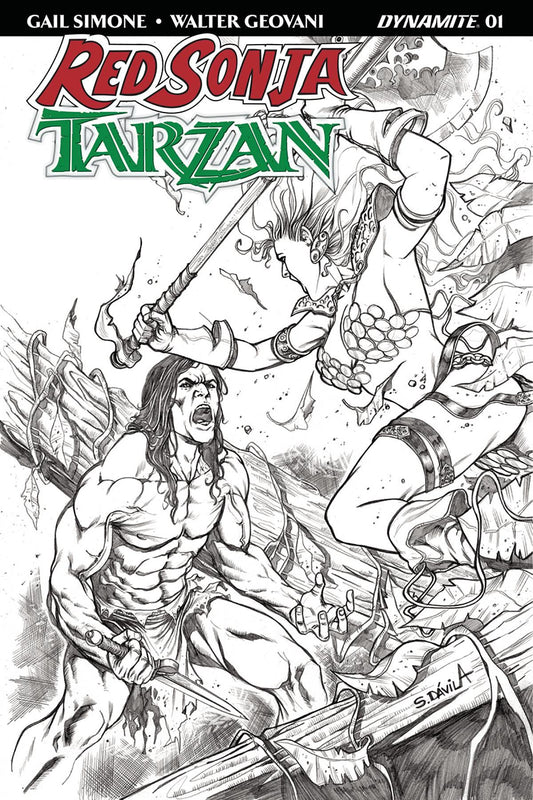 RED SONJA TARZAN #1 CVR G 20 COPY DAVILA B&W INCV DE Comics Comic Book