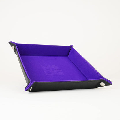 FanRoll Dice Tray: Purple Velvet with Leather Back 10x10