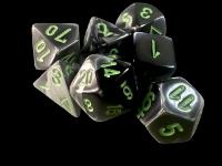 Chesex Mini 7 Die Dice Set - Gemini Black-Grey/Green
