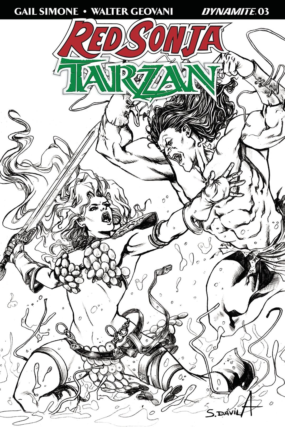 RED SONJA TARZAN #3 CVR F 20 COPY DAVILA B&W INCV DE Comics Comic Book