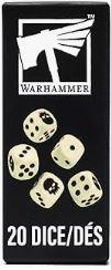 Warhammer- Dice: 20ct six sided- white 65-36 by Games Workshop