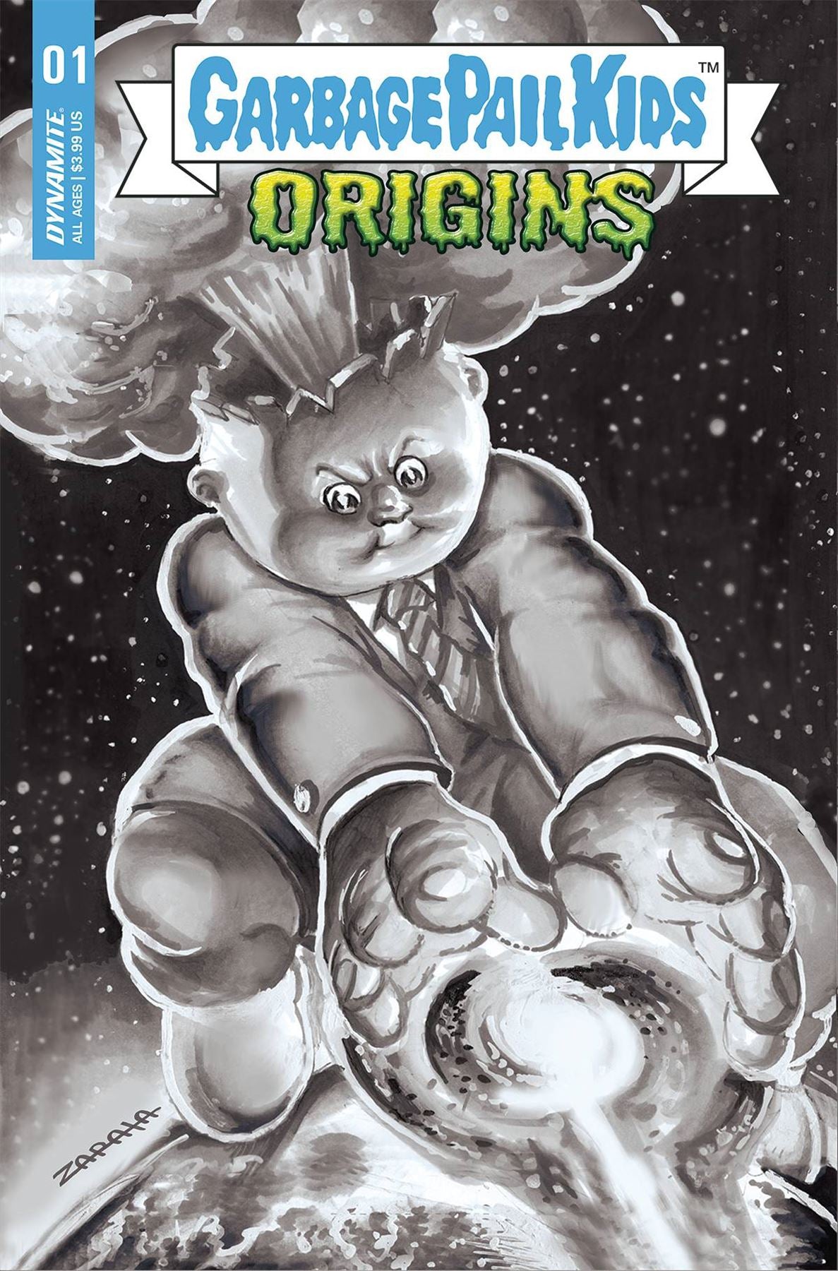 Garbage Pail Kids Origins #1 Cvr G 20 Copy Incv Zapata B&w (Cvr G 20 Copy Incv Zapata B&w) Dynamite Comic Book 2022