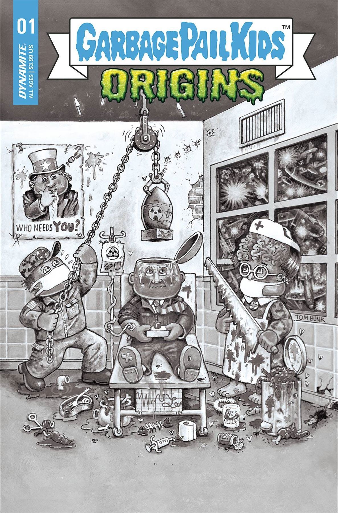 Garbage Pail Kids Origins #1 Cvr F 10 Copy Incv Bunk B&w (Cvr F 10 Copy Incv Bunk B&w) Dynamite Comic Book 2022