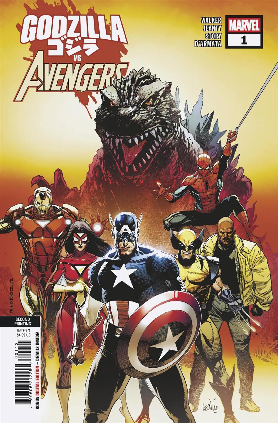 Godzilla Vs Avengers #1 2nd Ptg Cvr A Leinil Yu Marvel Prh Comic Book