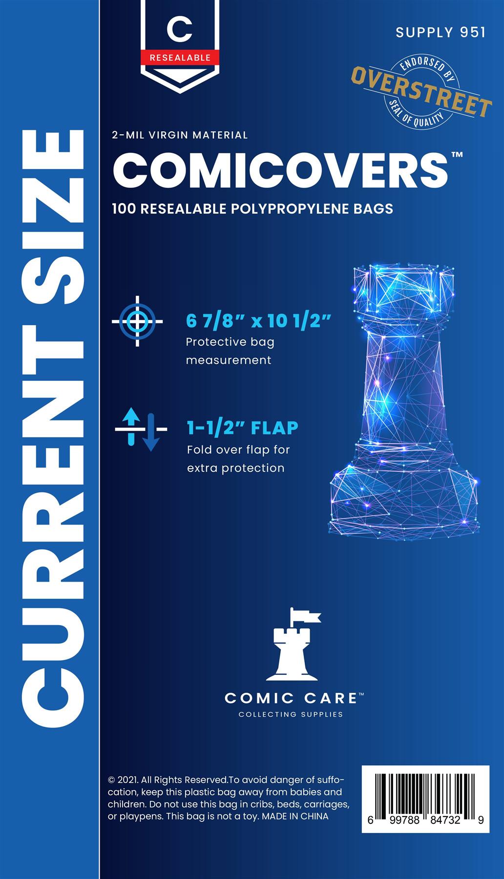 COMICARE Current PP (Polypropylene) Resealable Bags: 100 ct By Comic Care