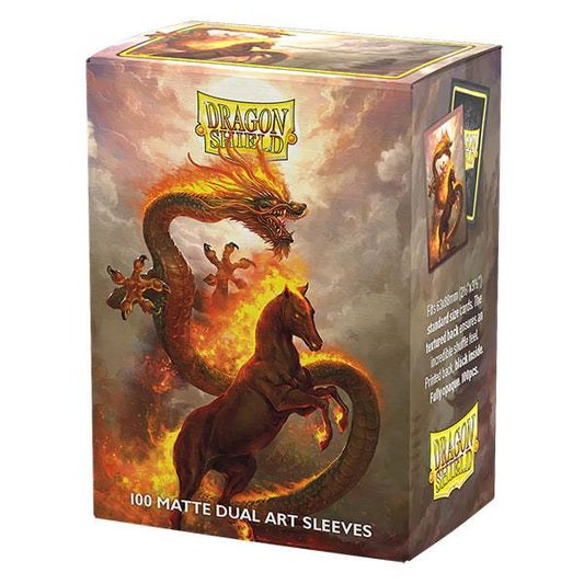 Dragon Shield Sleeves Standard DUAL- Matte 'Fire Horse 2026' Art, Limited Edition (100 ct.) By Arcane Tinmen