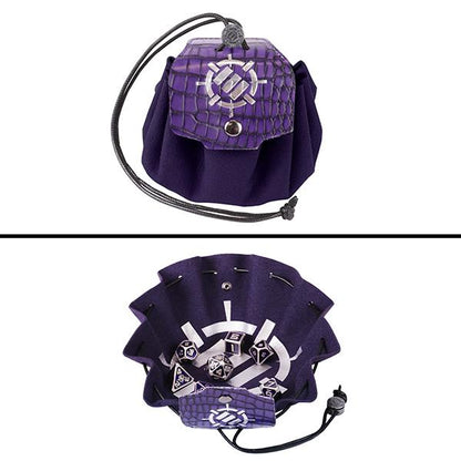 7-Die Set ENHANCE Metal Dice  Zinc/Purple w/ Case & Bag, Collector's Edition