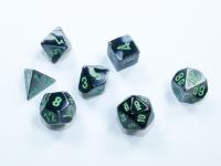 Chesex Mini 7 Die Dice Set - Gemini Black-Grey/Green