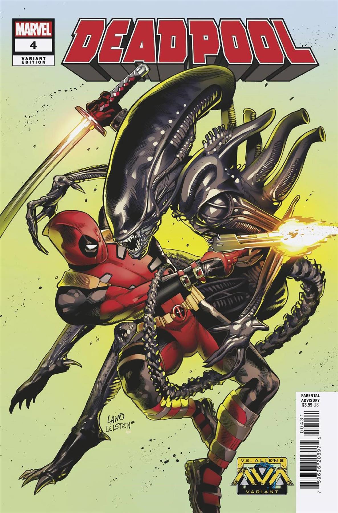 Deadpool #4 Greg Land Marvel Vs Alien Var Marvel Prh Comic Book