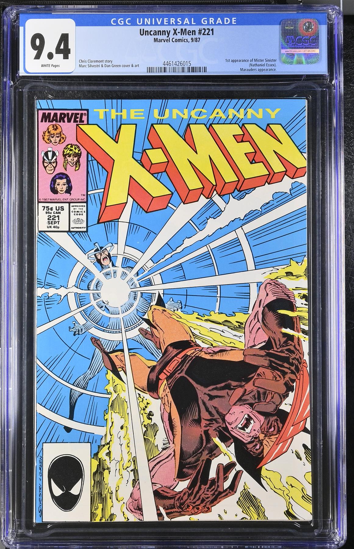 Uncanny X-Men #221 Marvel 1987 CGC 9.4 Graded Comic Book