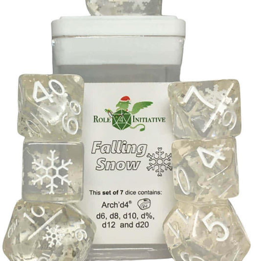 Roll 4 Initiative Dice Set - 7Pk Fakking Snow