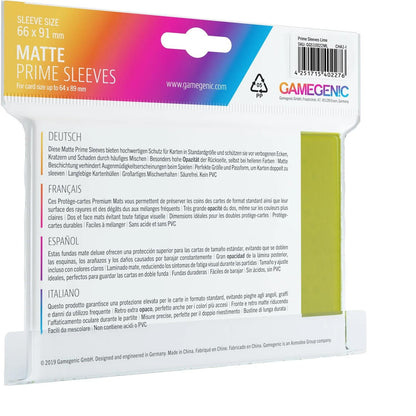 MATTE Prime Sleeves: Standard Lime Gamegenic