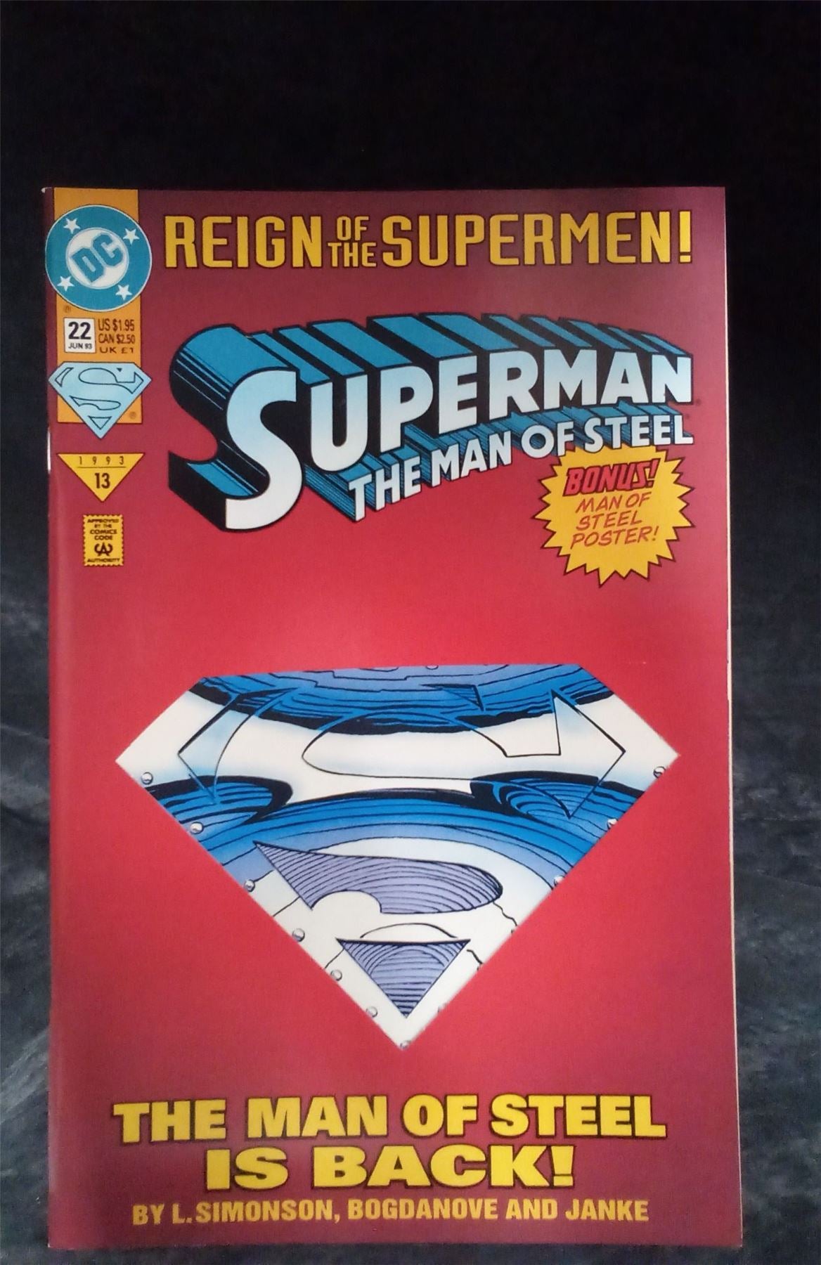 Superman: The Man of Steel #22 Die-Cut Cover 1993 DC Comics Comic Book