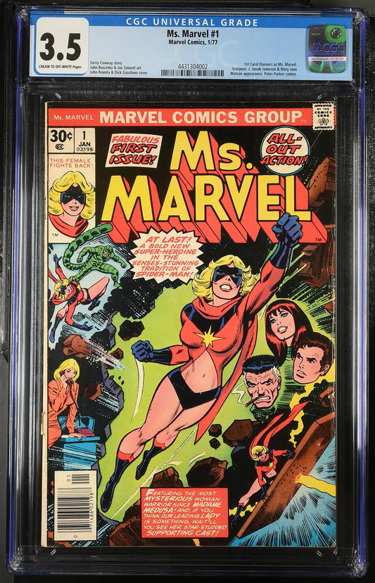 Ms. Marvel #1 Marvel Comics 1977 CGC 3.5 Graded Comic Book