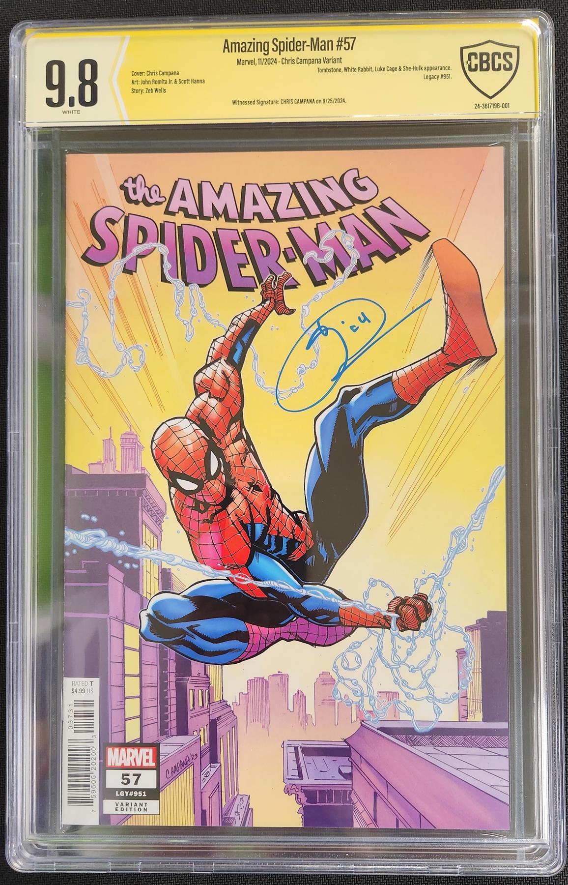 Amazing Spider-Man #57 Marvel 2024 CBCS Signature Series 9.8  Chris Campana Graded Comic Book