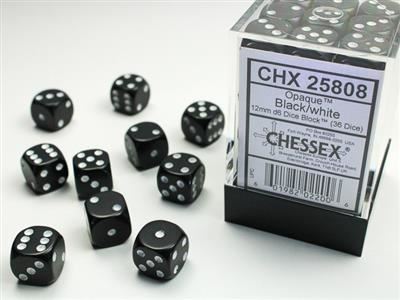 Opaque 12mm d6 Yellow/black Dice Block (36 dice)