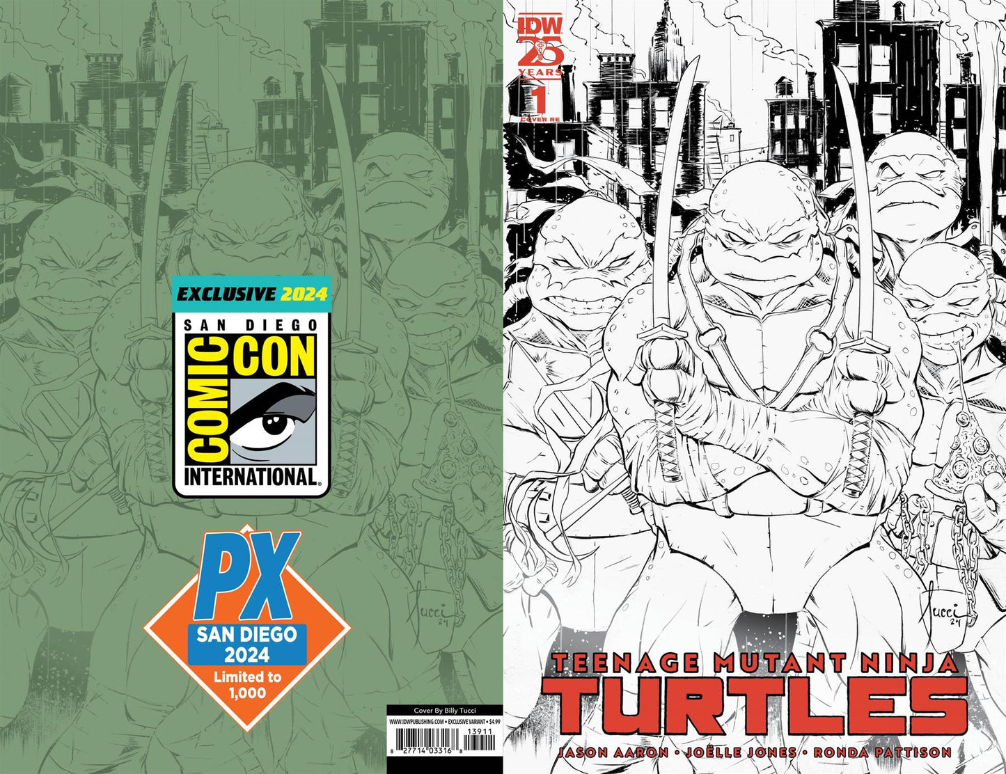 Sdcc 2024 Teenage Mutant Ninja Turtles Px Tucci B&w Idw-prh Comic Book