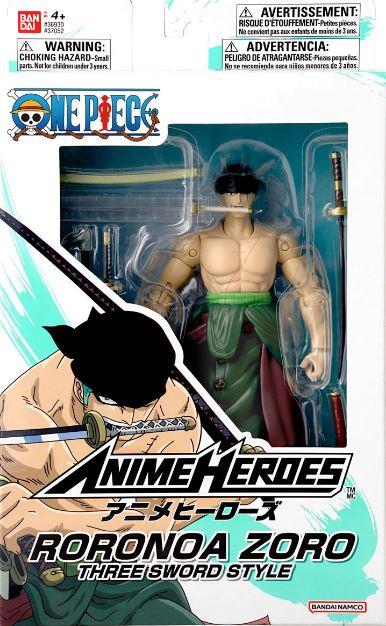One Piece Anime Heroes Action Figure Roronoa Zoro Three Sword Style by Bandai Namco