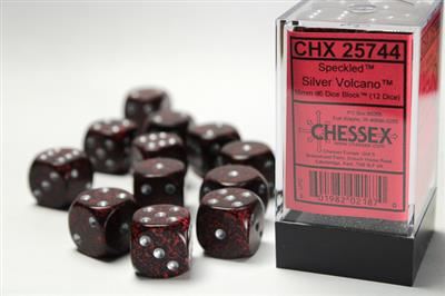 Speckled 16mm d6 Silver Volcano Dice Block (12 dice)