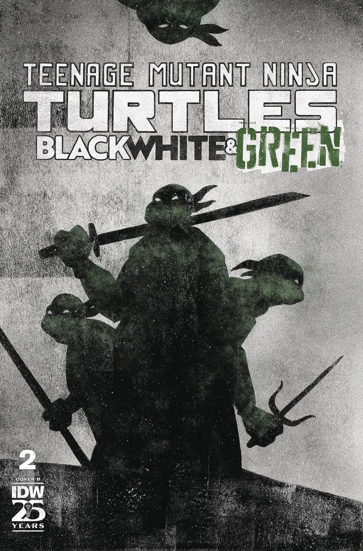 Tmnt Black White & Green #2 Cvr B Love Idw-prh Comic Book