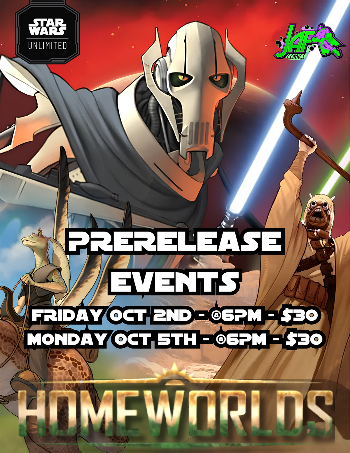 Star Wars Unlimited: Homeworlds Pre-Release Monday 10/05/26 @ 6:00pm