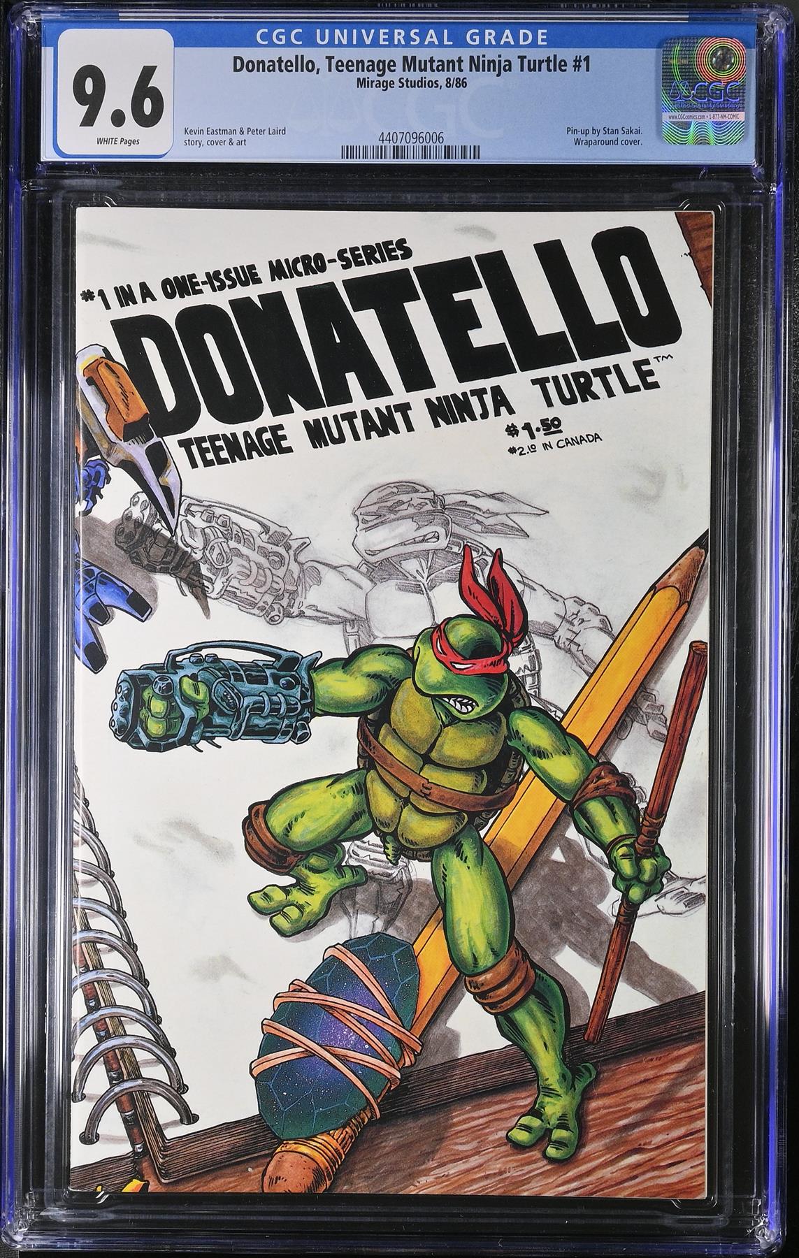 CGC Donatello TMNT #1 Mirage Studios 1986 CGC 9.6 Graded Comic Book