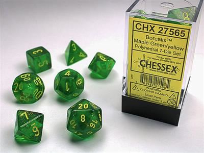 Borealis Polyhedral Maple Green/yellow 7-Die Set Chessex