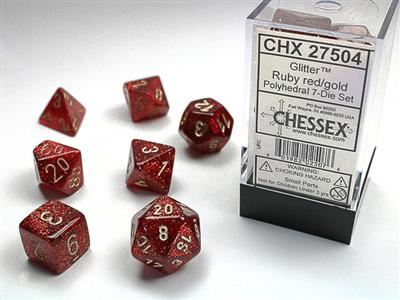Glitter Polyhedral Ruby/gold 7-Die Set Chessex