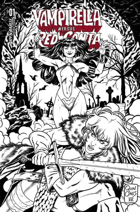 Vampirella Vs Red Sonja #1 Cvr H 15 Copy Incv Quinones B&w Dynamite Comic Book