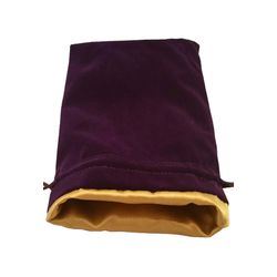 6"X8" Purple Velvet Dice Bag with Gold Satin Lining