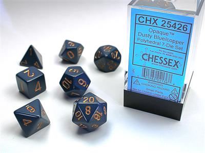 Opaque Polyhedral Dusty Blue/copper 7-Die Set Chessex