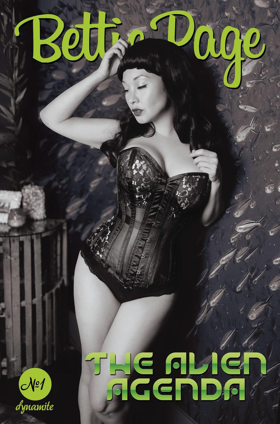 Bettie Page Alien Agenda #1 Cvr G 10 Copy Incv Cosplay B&w (Cvr G 10 Copy Incv Cosplay B&w) Dynamite Comic Book 2022