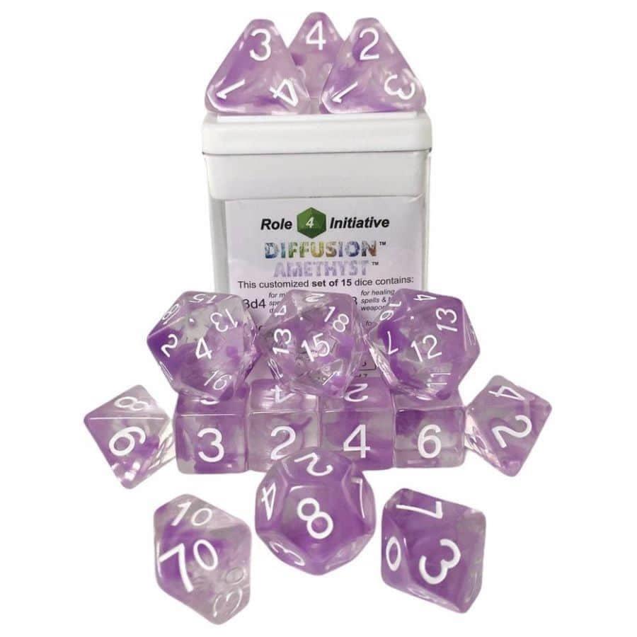 Roll 4 Initiative Dice Set - 15Pk  Amethyst