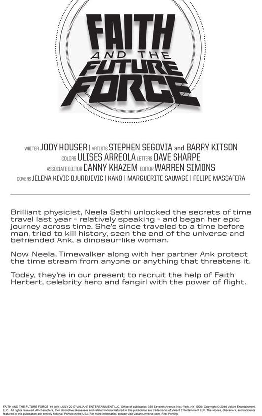 Faith And The Future Force #1 Cvr C Blank Var (Cvr C Blank Var) Valiant Entertainment Llc Comic Book
