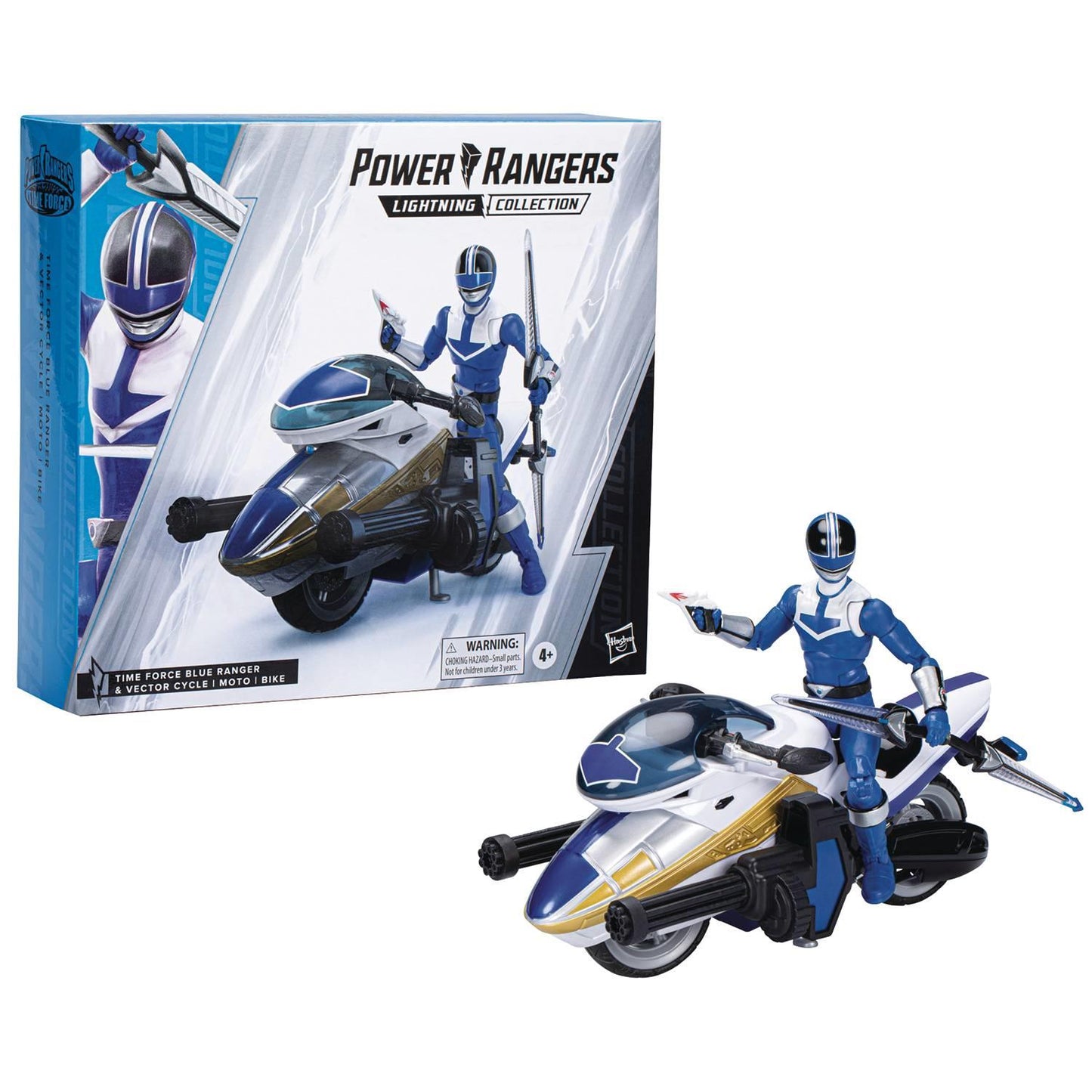 Power Rangers Lightning Time Force Blue Ranger W/cycle Dlx 6in Action Figure