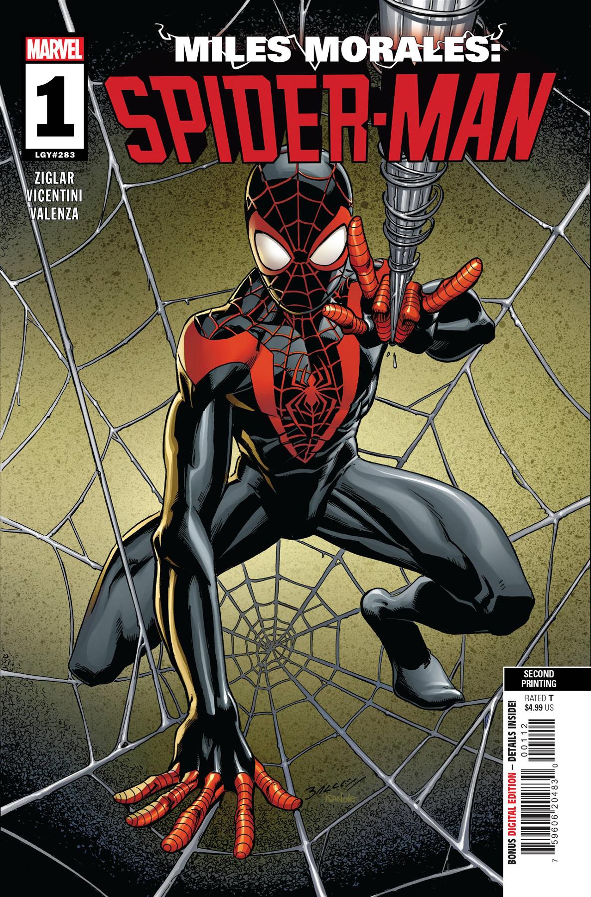 Miles Morales Spider-man #1 2nd Ptg Bagley Var Marvel Prh Comic Book